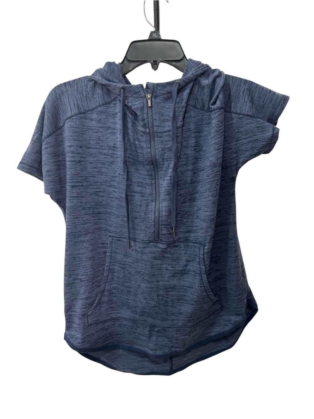 Athleta Blissful short-sleeve half-zip blue hoodie size XXS